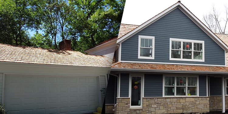 House photo before after cedar shake roof replacement