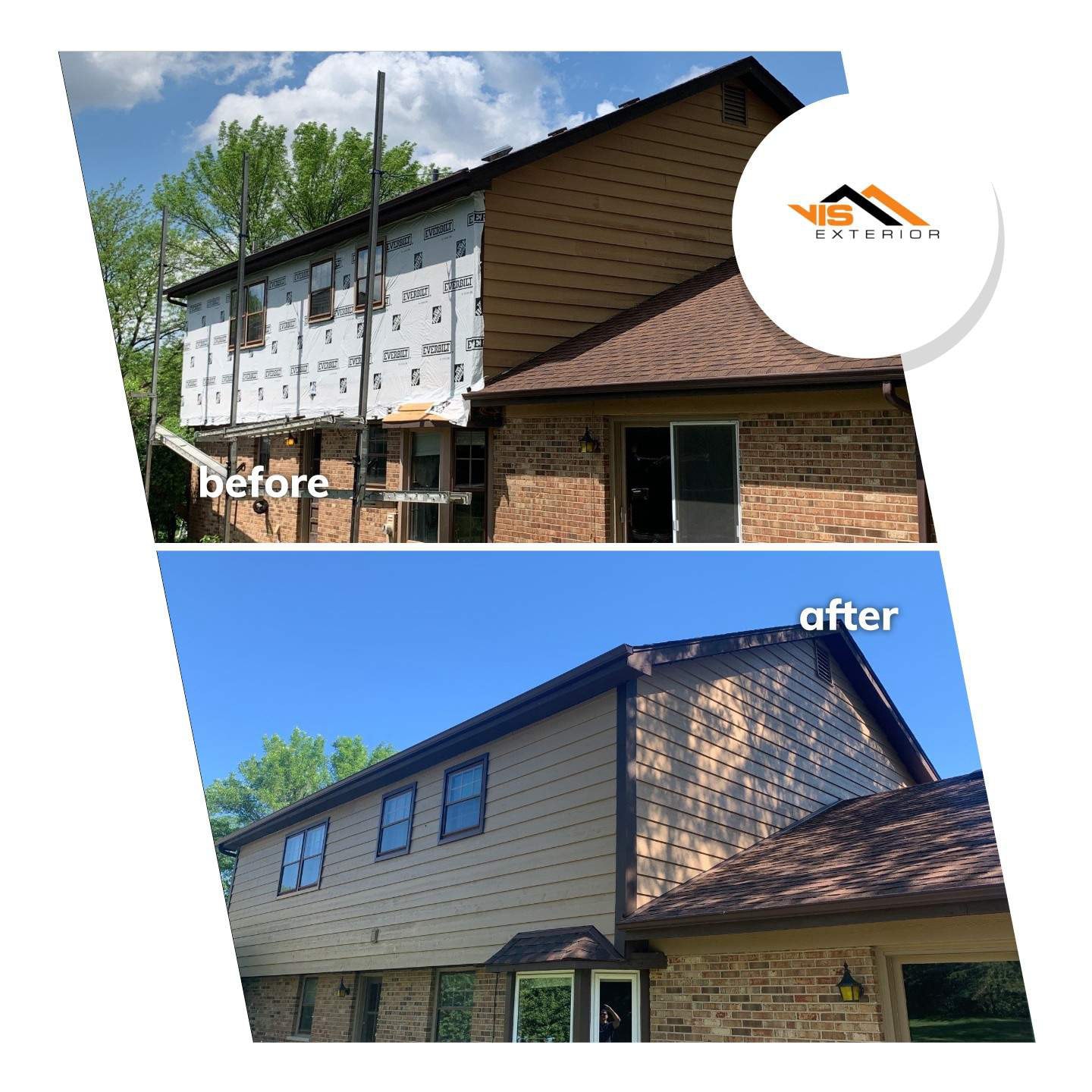 Cedar siding installation and windows replacement in Oak Brook before after project photo