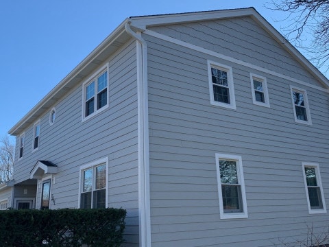 LP SmartSide Shake siding and GAF shingle roof installation in Hinsdale project photo 3