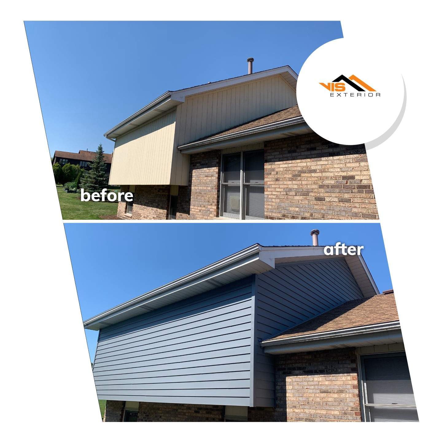 Royal vinyl Insulated & Shake and Shingles siding installation in Lemont before after project photo