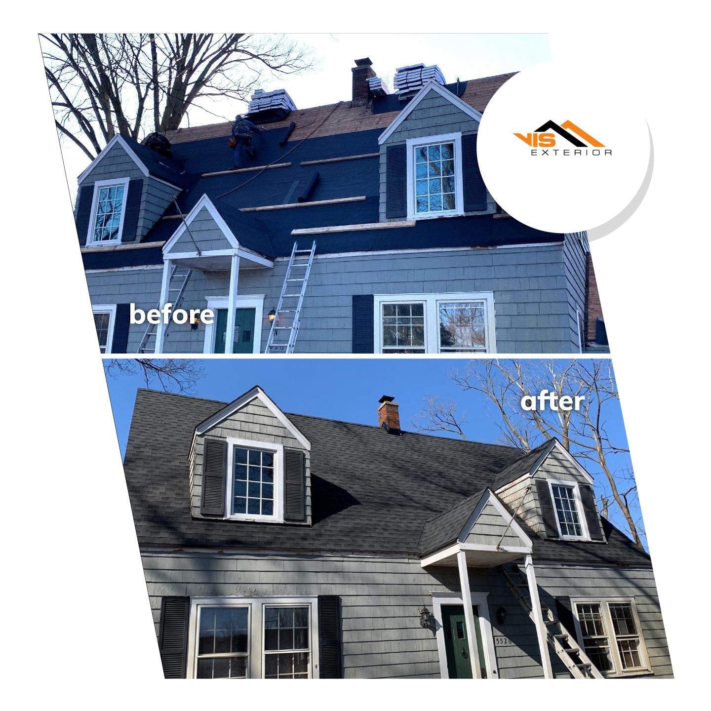 Shingle roof replacement in Clarendon Hills before after project photo