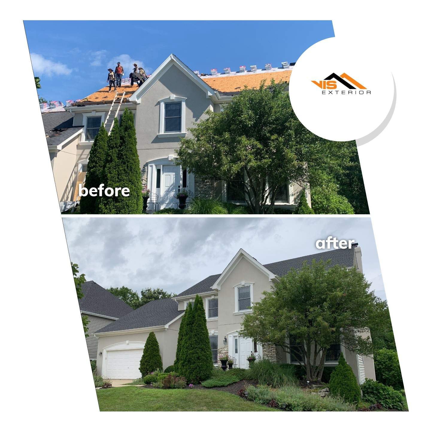 Shingle roof replacement in Willow Springs before after project photo