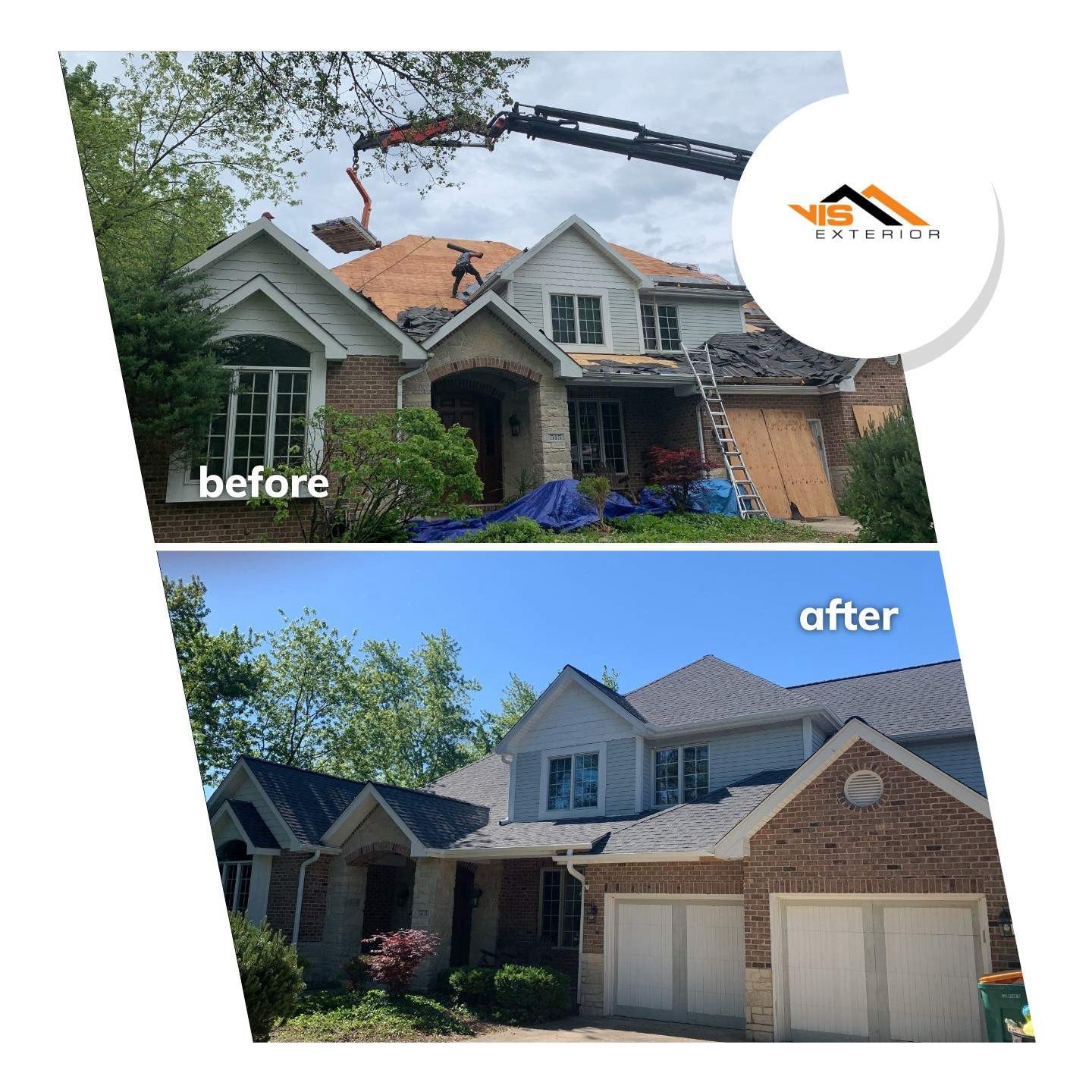 Shingle roof replacement in Willowbrook before after project photo