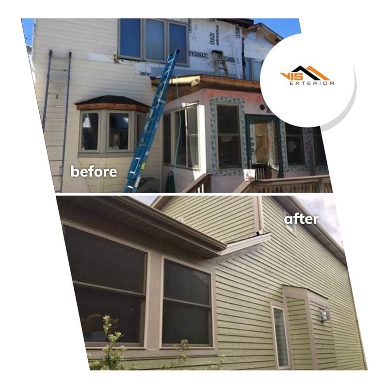 LP SmartSide siding and gutters replacement in Downers Grove before after project photo 2