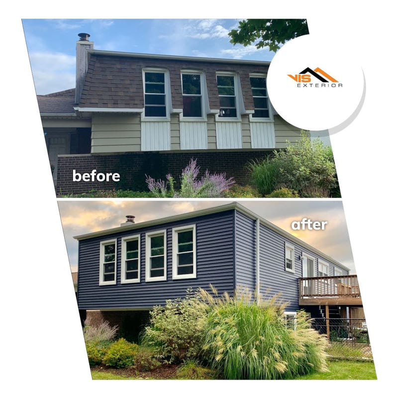 New vinyl siding installation in Bolingbrook before after project photo 1