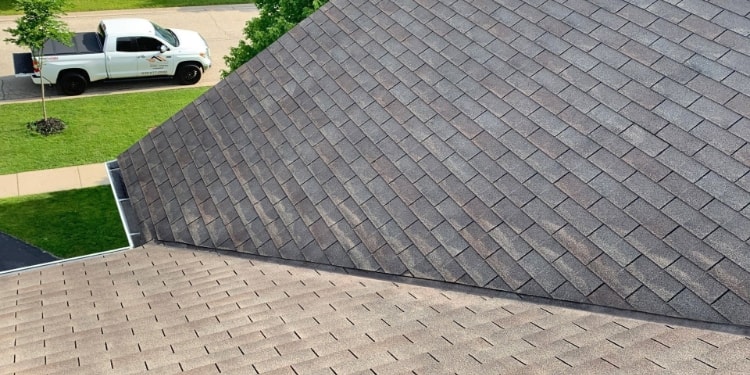 Gray colored roof shingles