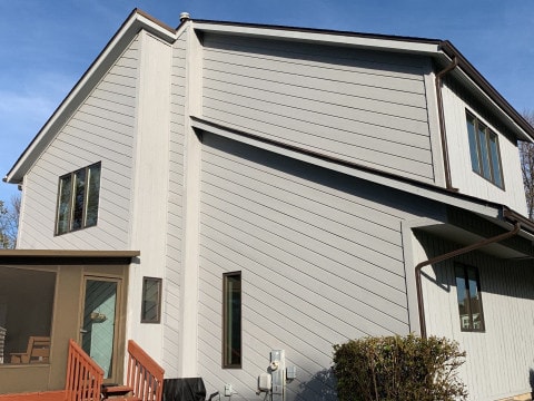 Cedar siding and shingle roofing after hail damage in Bolingbrook project photo 2