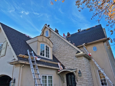 GAF Timberline American Harvest shingles roof installation and gutters replacement in Hinsdale project photo 5