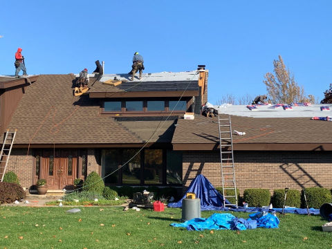 GAF shingle roof installation and guttering in Darien project photo  2