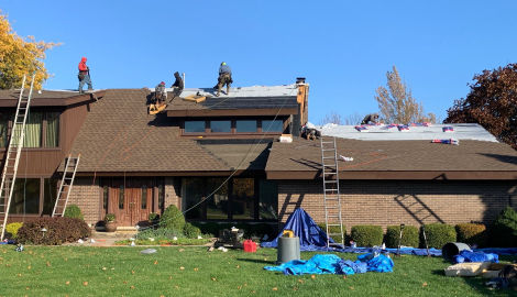 GAF shingle roof installation and guttering in Darien project photo  2