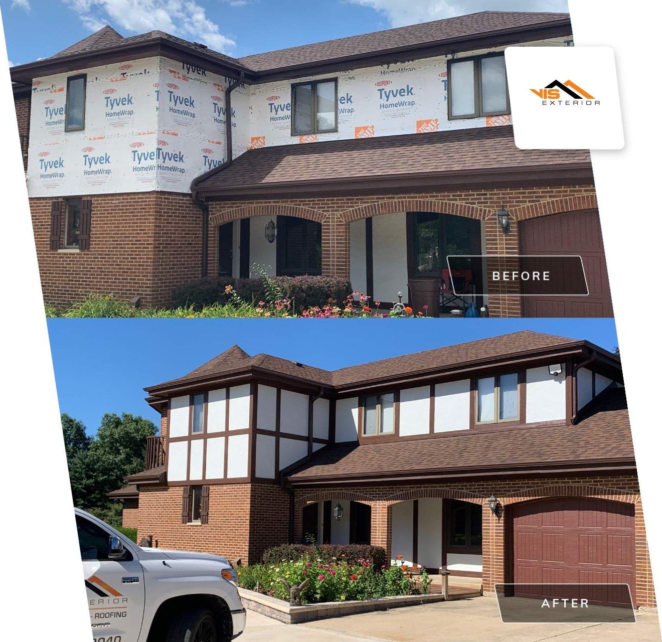 James Hardie Stucco Panel Vertical siding installation in Wayne before after project photo