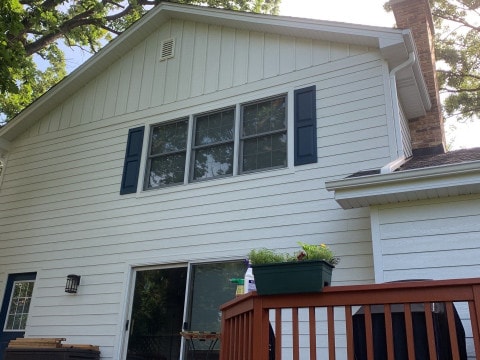 LP Diamond Kote siding installation and shingle roof replacement in Indian Head Park project photo 8