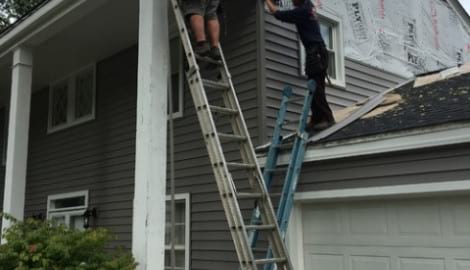 LP SmartSide wood siding Installation and gutters replacement in Downers Grove project photo 6