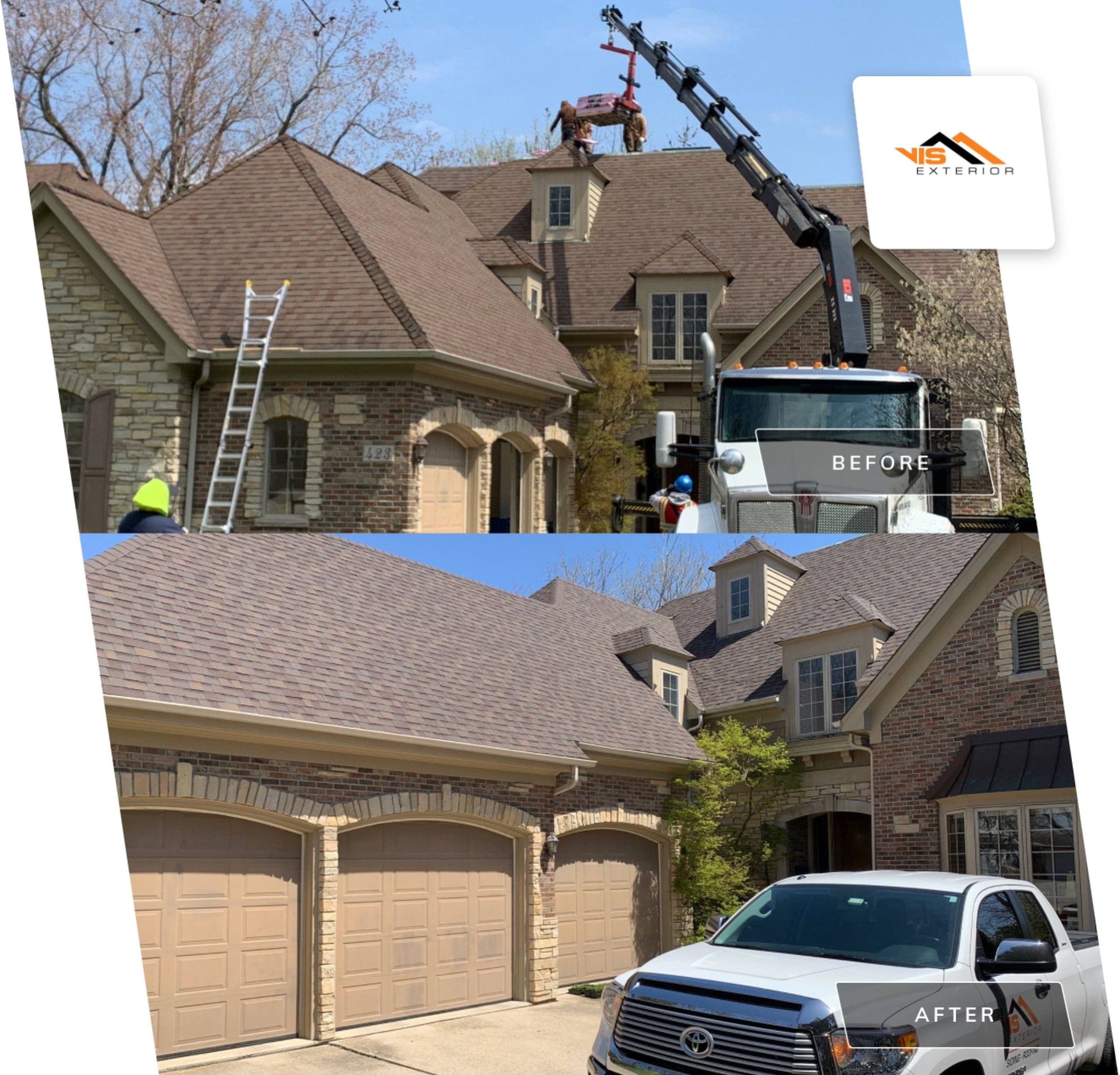 Owens Corning Duration Shingles Roof Installation in Hinsdale before after project photo