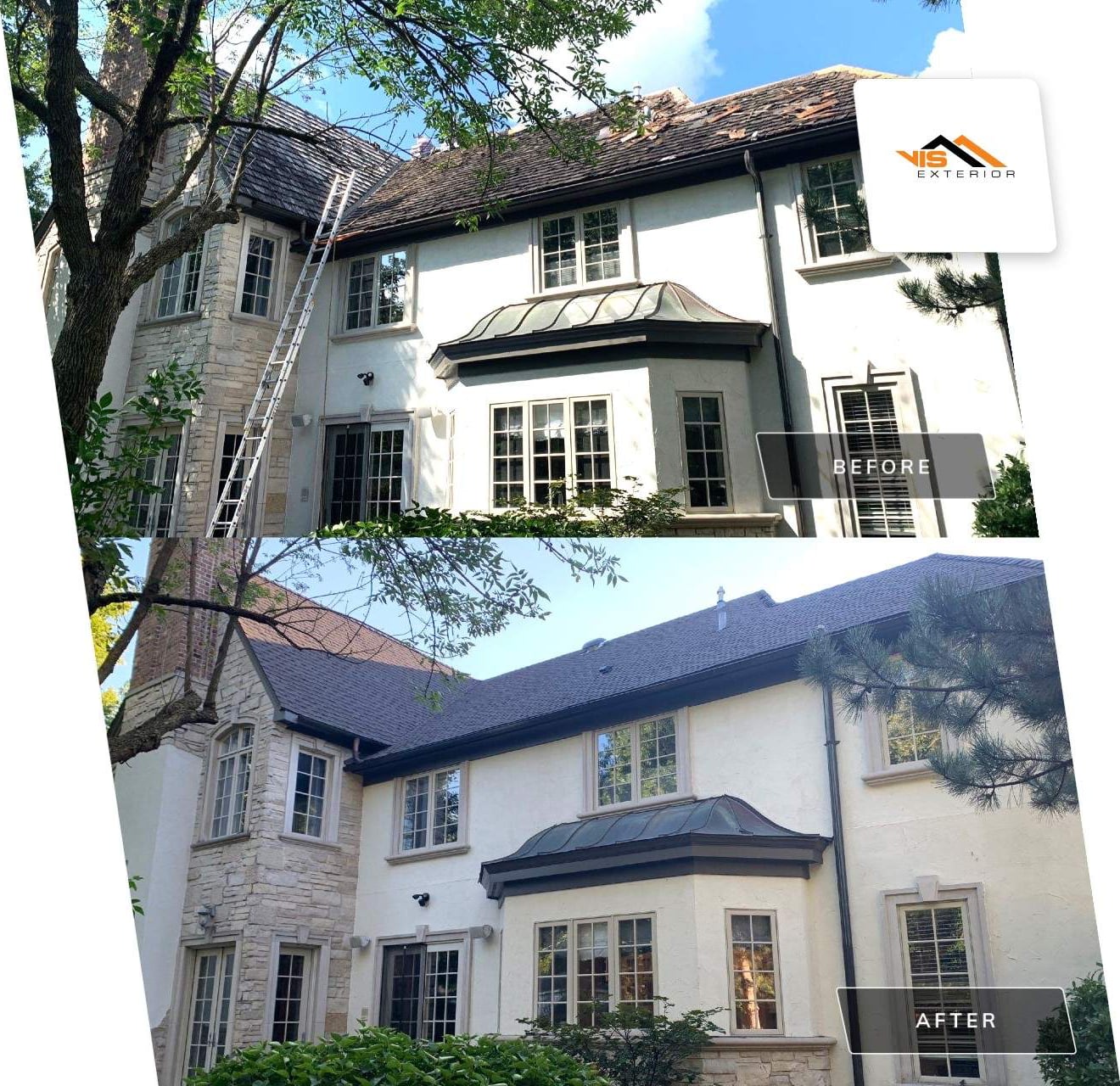 GAF Shingles Roof Installation in Western Springs before after project photo