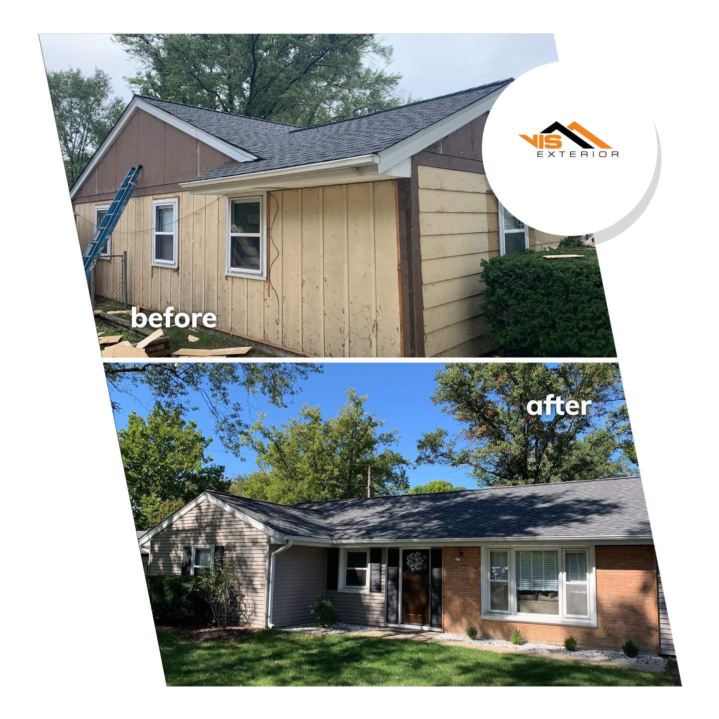 Royal Estate siding installation and shingle roof replacement in Darien before after project photo
