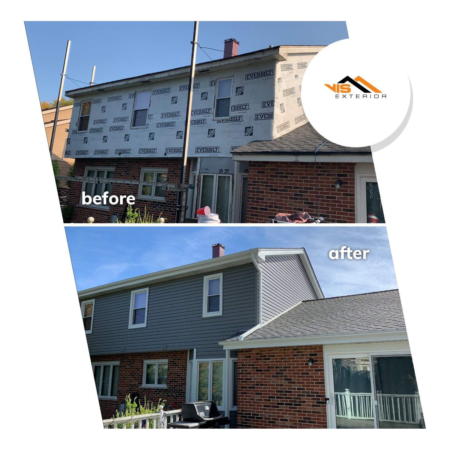 Royal Estate siding installation and  shingle roof replacement in Woodridge before after project photo