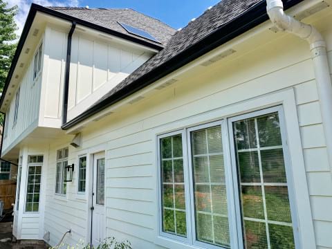 LP Smooth SmartSide siding and gutters replacement in Hinsdale project photo 1