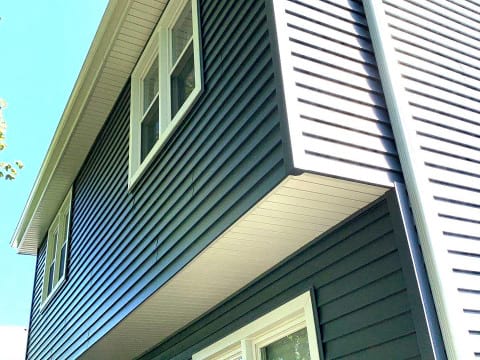 Full exterior remodeling vinyl siding installation shingle roof replacement in Naperville before after project photo 6